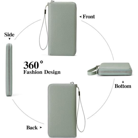 New Womens Wallet RFID Blocking Leather Zip Around Wallet Large Capacity - Picture 5 of 7